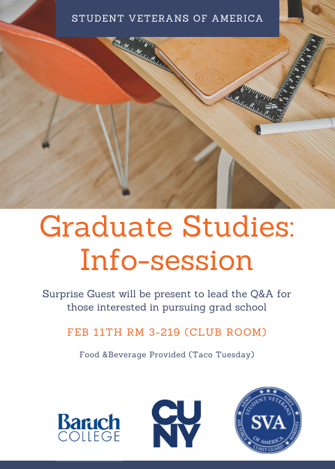 BaruchVeterans's tweet photo. Hi Bearcats! It's going to be TACO TUESDAY! come join the open forum with special guest, on Baruch graduate studies. 

Tuesday, February, 11th
SVA Club Room 3-219 https://t.co/B1AFgHGCZe