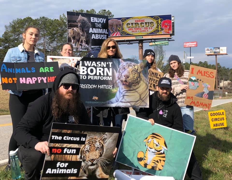 CircusProtest's tweet image. #ShrineCircus protests happening TODAY in #Columbia #SouthCarolina! More info: facebook.com/events/5395557… #CircusCruelty #AnimalRights