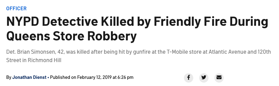 AshAgony's tweet photo. The #BlueLivesMatter folks didn't seem to care the last 2 times that NYPD cops were actually killed.

I wonder why. 🤔

Oh yea, that's cause the last 2 NYPD cops to be killed were killed by their fellow, trigger-happy cops (while in the process of killing other people too). https://t.co/w3DGa8jVL4