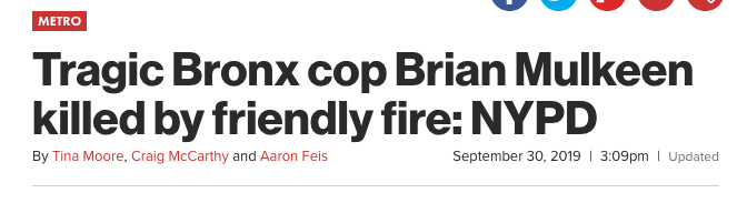 AshAgony's tweet photo. The #BlueLivesMatter folks didn't seem to care the last 2 times that NYPD cops were actually killed.

I wonder why. 🤔

Oh yea, that's cause the last 2 NYPD cops to be killed were killed by their fellow, trigger-happy cops (while in the process of killing other people too). https://t.co/w3DGa8jVL4