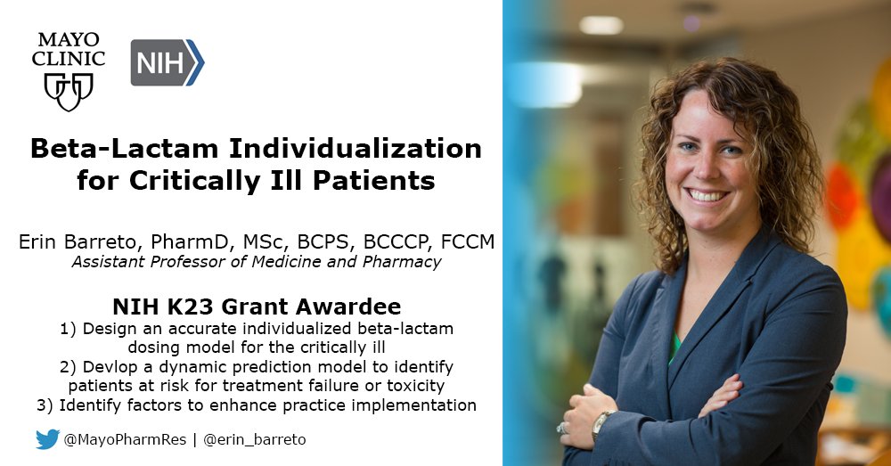MayoPharmRes's tweet photo. The three shields of @MayoClinic are education, practice, and research. MICU preceptor @erin_barreto has been awarded a prestigious @NIAIDFunding K23 grant, making her the first pharmacist in our department to receive federal funding to support her work advancing the third shield https://t.co/rEJbwLEwBN