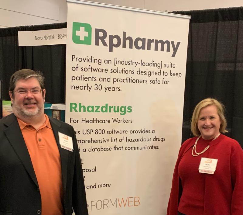 rpharmy's tweet photo. John & Laura at the #MidwestPharmacyExpo in #DesMoines. #HospitalPharmacy #DigitalHealthcare #Rhazdrugs #FormWeb https://t.co/vIkzJVXOcd