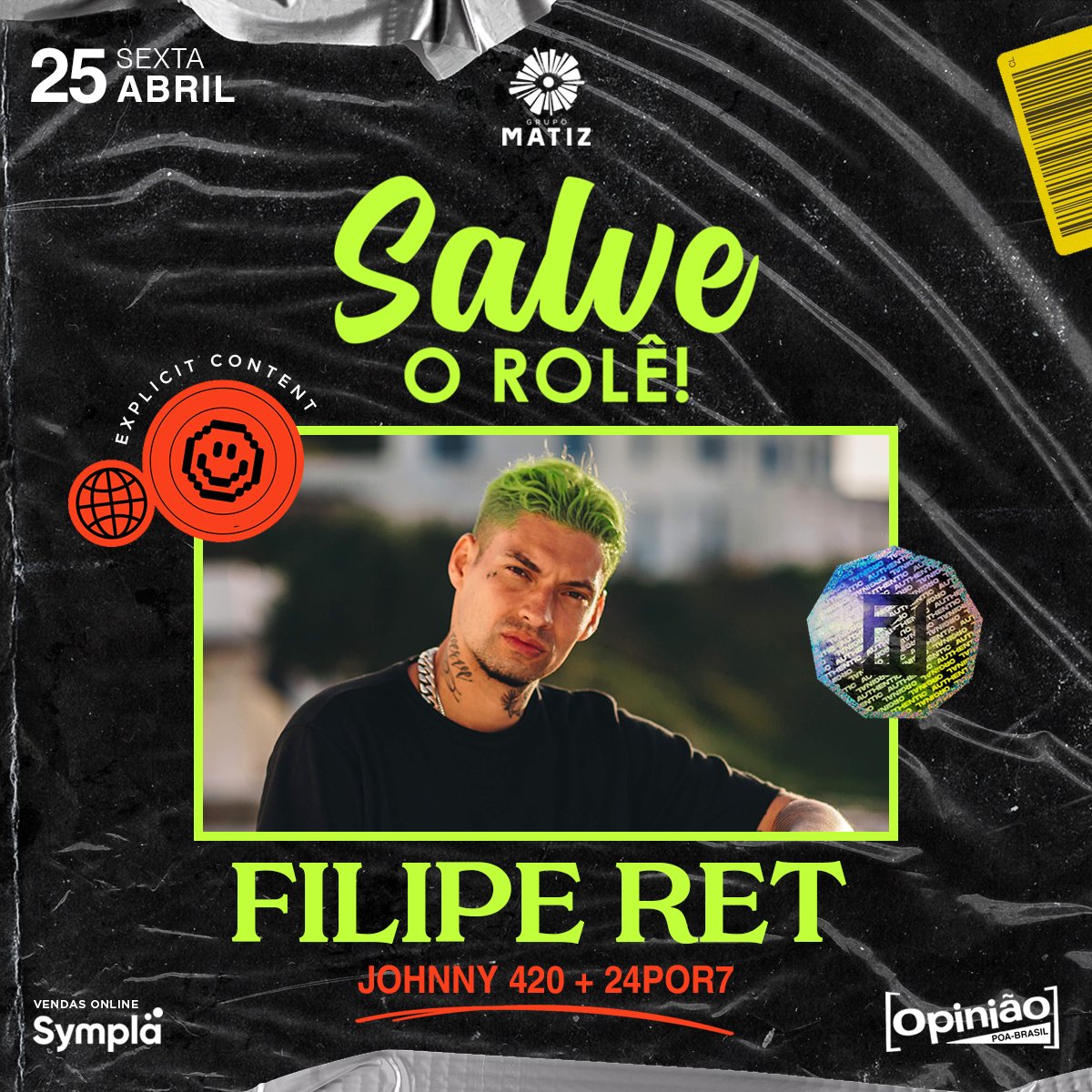 opiniao's tweet image. .@FilipeRet, um dos grandes nomes do rap nacional na atualidade, vai se apresentar no Opinião, no dia 25 de abril: bit.ly/36XaZS2