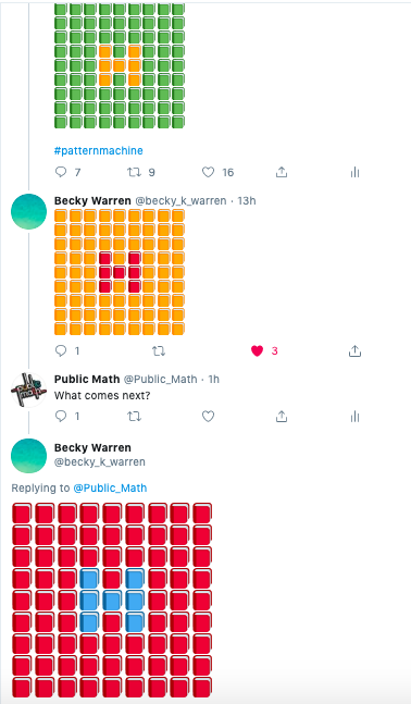 Public_Math's tweet image. Fun threads from @becky_k_warren, @vezvezvezvezvez , and @shskaercher today!

#patternmachine