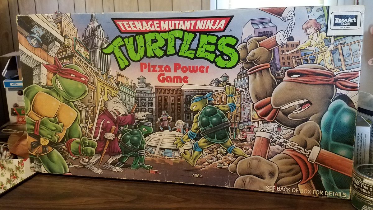 AddictedHe's tweet photo. To celebrate #NationalPizzaDay, here's my TMNT pizza power game by RoseArt brand from 1987. #BoardGame #TMNT #PizzaPowerGame #HeroesInAHalfShell #TurtlePower #COWABUNGA #80s https://t.co/IPxYWarZTA