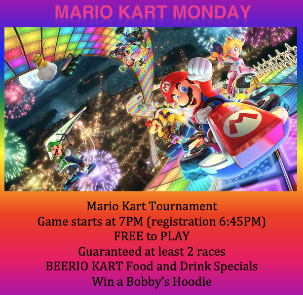 BobbysPlaceYYC's tweet photo. Mario Kart Tournament @BobbysPlaceYYC  #MarioKart #MarioKartTour #NintendoSwitch #Nintendo #fun #win #Monday #SupportLocal 
Bring Friends
Please Share
Have Fun &amp; WIN! https://t.co/RA1qhonQqP