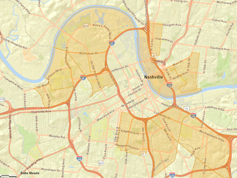 kngdm_group's tweet photo. The #Nashville #OpportunityZone map has been updated.  Do you live near or in any of these zones? If so, what developments would you like to see in these neighborhoods? #RealEstate https://t.co/qwBYS3WpG6