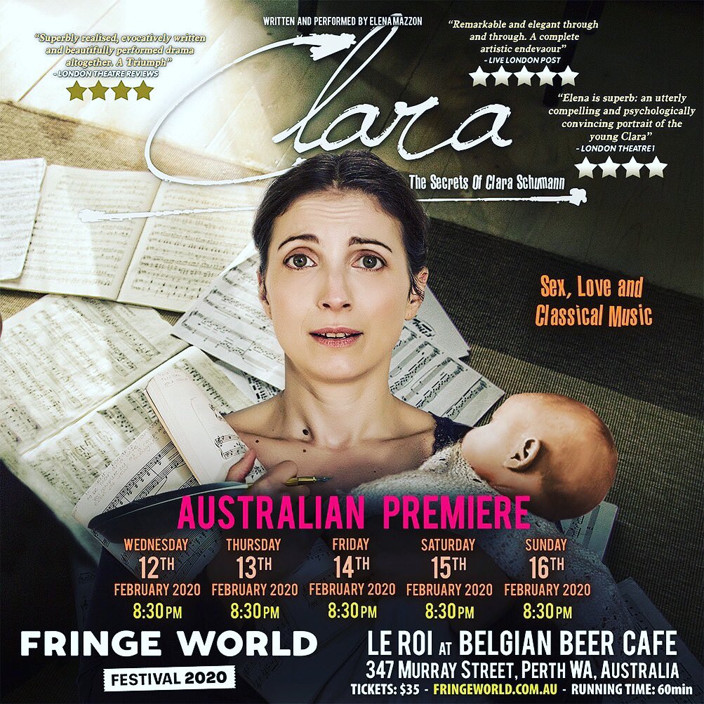 @ClaraThePlay (@claratheplay) on Twitter photo Want to find out more about #ClaraSchumann ‘s adventurous and rebellious life? Come to @fringe_world in <a href="/CityofPerth/">City of Perth</a> from 12th-16th Feb. Tix and info: fringeworld.com.au/whats_on/clara… #Fringe #WomensEmpowerment #femalecomposers #whatsonperth Want to find out more about #ClaraSchumann ‘s adventurous and rebellious life? Come to @fringe_world in <a href="/CityofPerth/">City of Perth</a> from 12th-16th Feb. Tix and info: fringeworld.com.au/whats_on/clara… #Fringe #WomensEmpowerment #femalecomposers #whatsonperth