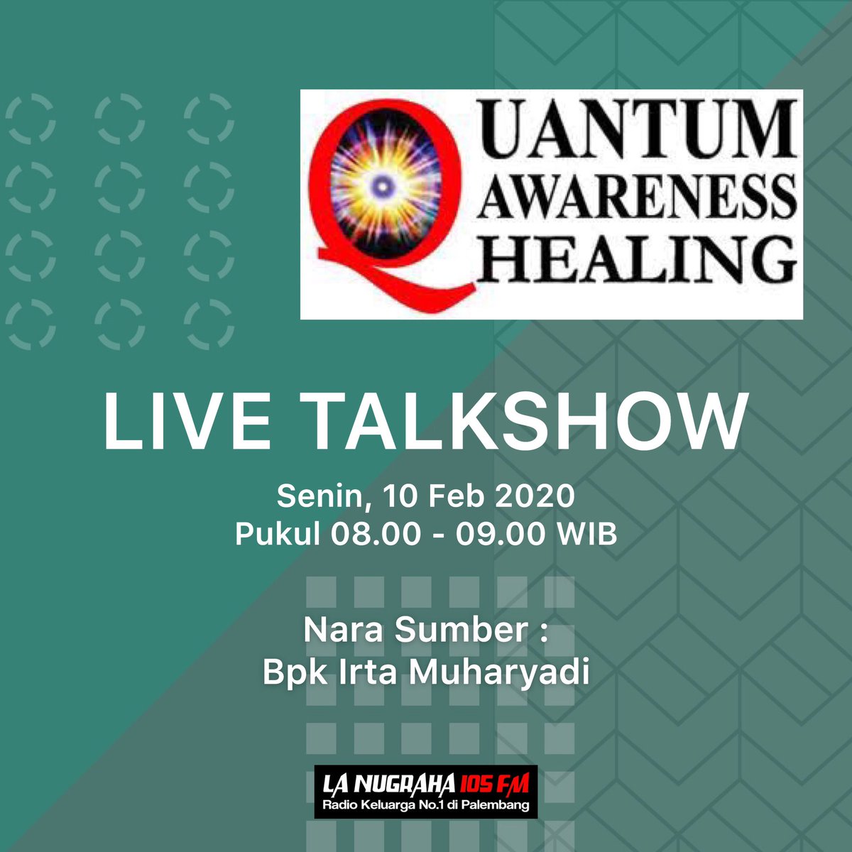 Jangan lewatkan live talkshow bersama bapak @irtamuharyadi (Quantum Awareness Healing)
.
Hari ini Senin, 10 Feb 2020 pukul 08.00 - 09.00 WIB di radio kesayangan anda Radio La Nugraha 105 FM
.
#lanugrahafm #qah #quantumawernesshealing
