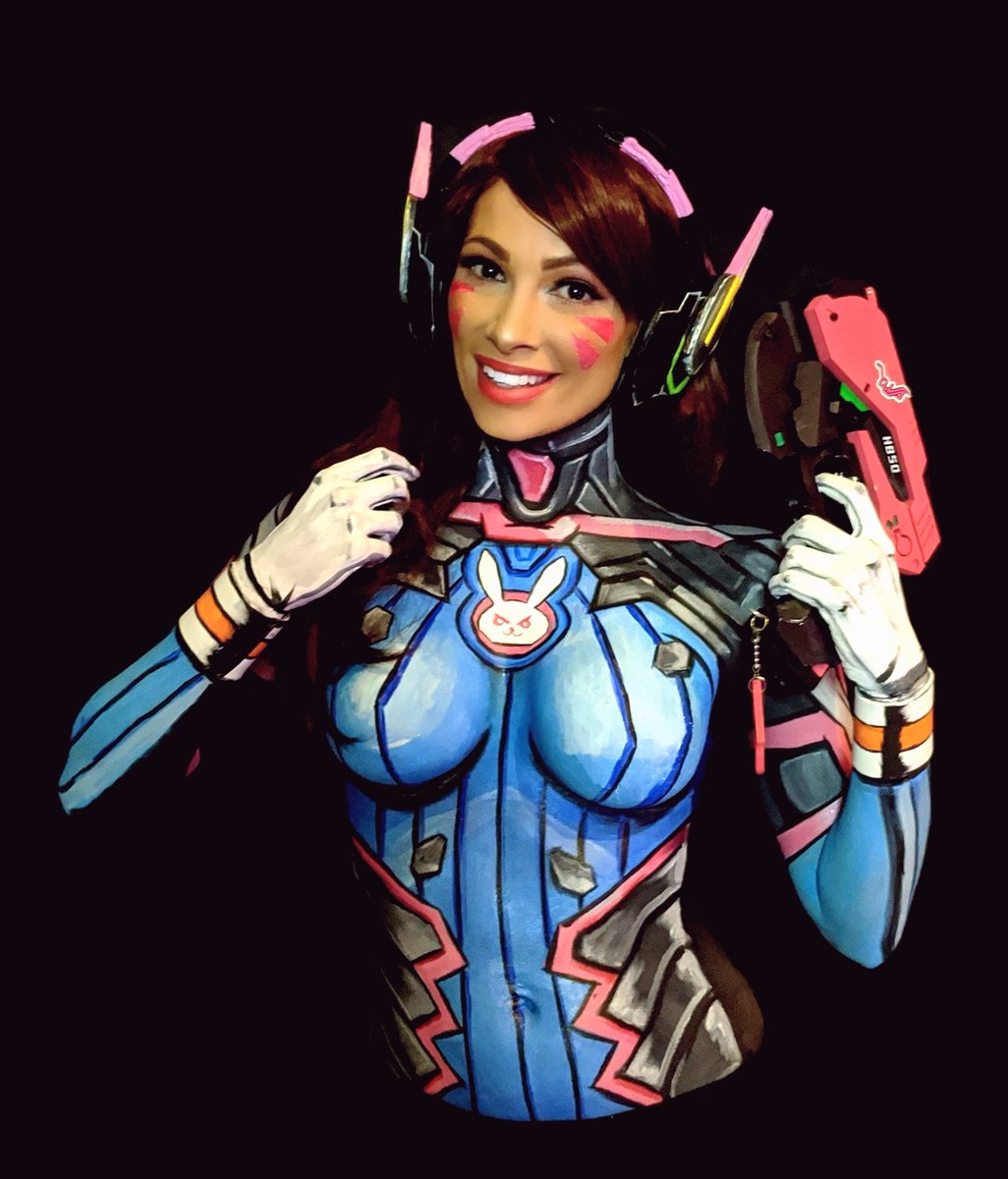 Had a lot of fun body painting my http://D.Va cosplay last night for you gu...