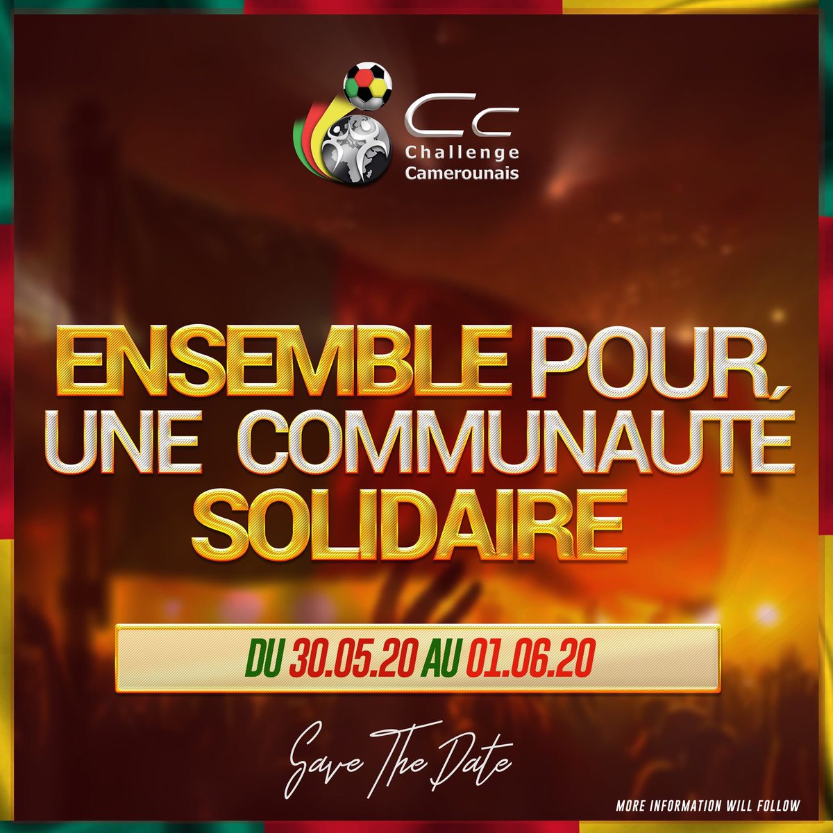 challenge_camer's tweet photo. Chère communauté, sympathisants et inconditionnels supporters du challenge camerounais,

Comme la tradition se veut depuis déjà 28 années aujourd’hui, l’événement phare de la diaspora camerounaise en Europe, aura bel et bien lieu le week-end du 30.05 au 01.06.
Réservez cette date https://t.co/wOHtUtja1z