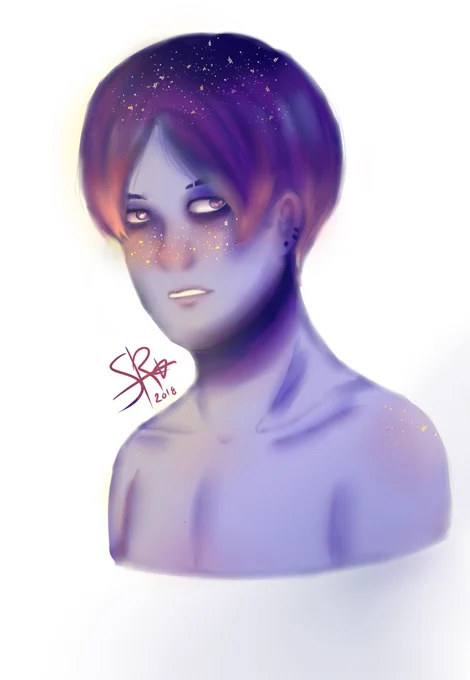 Galaxy Boy. Version 2018 VS 2020Hi (?), Here a redraw of an illustration. Notice my ability for  is very nice to think that I had a small evolution.#digitalart #redraw #painttoolsai  #originalcharacters #colorpalette #digitaldrawing 