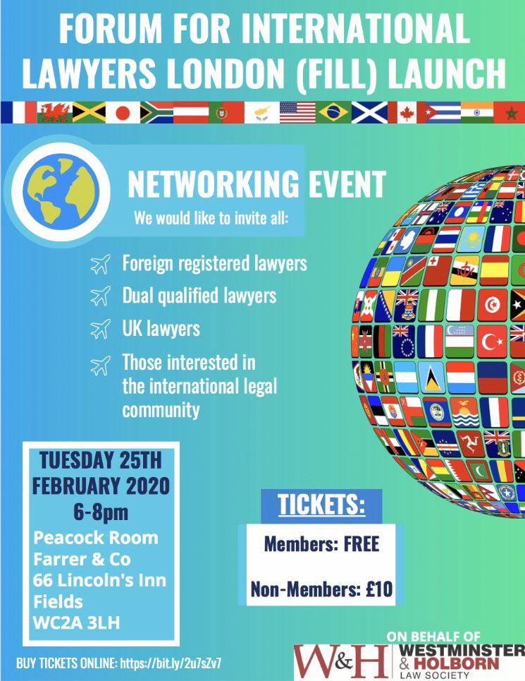 We are excited to welcome foreign, dual qualified and UK lawyers and those interested in the international community to the launch party for our Forum for International Lawyers London launch party on Tuesday 25 February, at Farrer &amp; Co. Secure tickets at eventbrite.co.uk/e/forum-for-in….