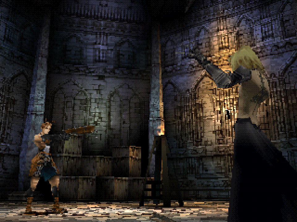 They shaded the environment of Vagrant Story using vertex colours, that they used to brighten or darken parts of the textures. This means that they effectively simulated lighting in a convincing manner for a console released in 1994. Let that sink in!