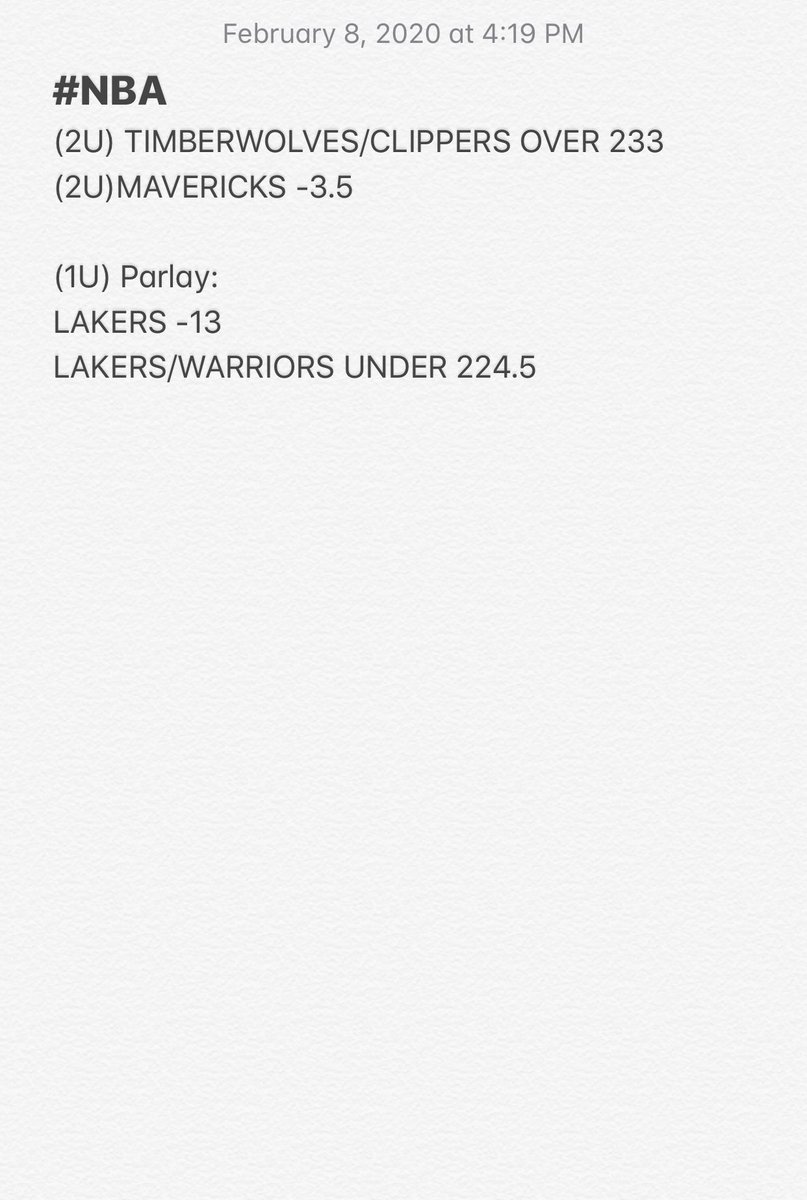 ColossalBets's tweet photo. 2-1 YESTERDAY. +$3,000

Now 14-7 OVERALL UP AN ASTOUNDING 15.5 UNITS.

IT PAYS TO BE A PREMIUM MEMBER💰

#NBA
(2U) TIMBERWOLVES/CLIPPERS OVER 233✅
(2U)MAVERICKS -3.5✅

(1U) Parlay:❌
LAKERS -13
LAKERS/WARRIORS UNDER 224.5 https://t.co/pdOGrbC1P6
