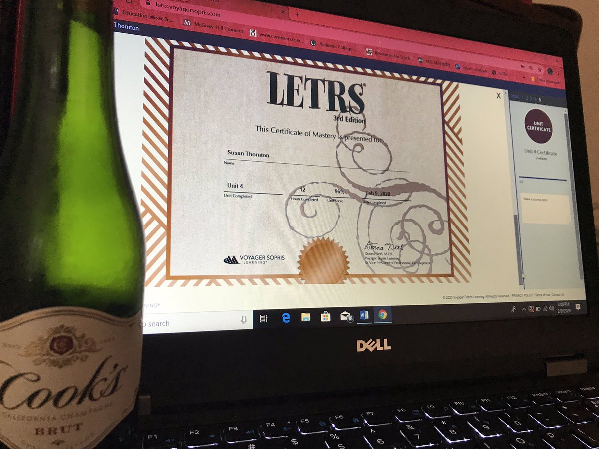 SusanARIWORLD's tweet photo. Popping the Champagne 🍾 Units 1-4 completed!                          LETRS + ARI Modules = BEST PD EVER!  “Informed teachers are our best insurance against reading failure,” Louisa C. Moats. https://t.co/U8TQSJr16C