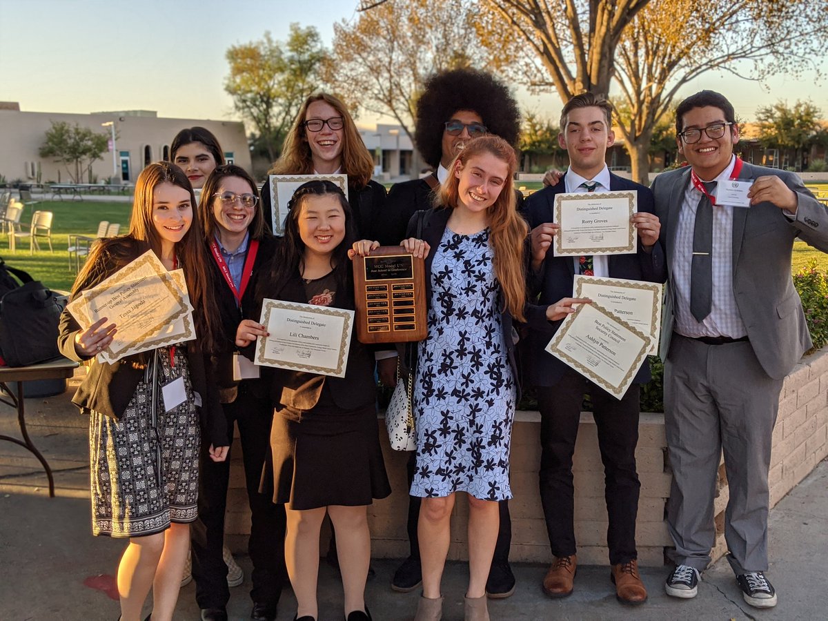 mvtmun's tweet photo. 15 years in a row now, beating 20 schools in attendance, Mountain View Model UN wins Best School in Conference at MCC! #toropride #bestdelegate https://t.co/Y2Xhe129so