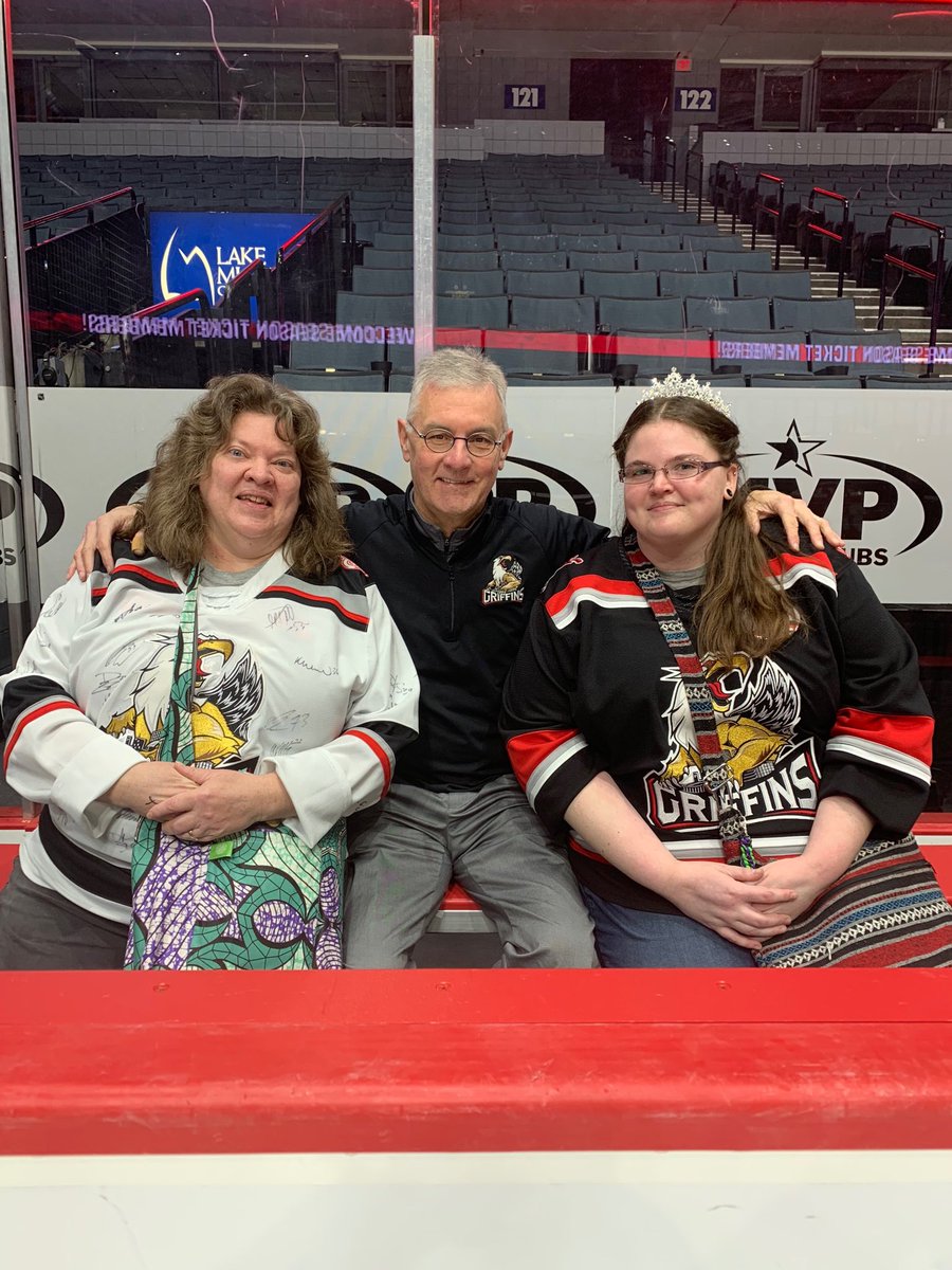 Jacluvshockey's tweet photo. Thanks for spending time with us on the bench today at the season ticket member party! It is so nice to have you back! You’re the sweetest!!@BobKaser⁩ ⁦@griffinshockey⁩ ⁦@GrGriffinsNest⁩ ⁦@Beccaluvshockey⁩ #STMPARTY #Gogrg https://t.co/YwFnfghptm
