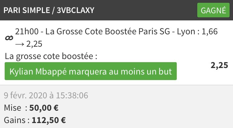 🗣 2 fois 10€ à gagner ! 🥳

➔ RT &amp; ❤️ ce tweet
➔ Follow <a href="/SknurtBetting/">SKN®</a> 

J’avais promit de vous partager mes gains si la cote boostée passait... 

Promesse tenue !

Le reste sera à gagner la semaine prochaine. GL la #TeamParieur 🍀