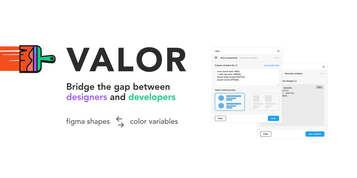 kolebayev's tweet image. Сделал плагин для фигмы — Valor. Работает с css-переменными на цвета: может нарисовать шейпы с подписями по цветовым переменным или вытащить список переменных по выделенным шейпам. Будет мгого апдейтов figma.com/c/plugin/79858…