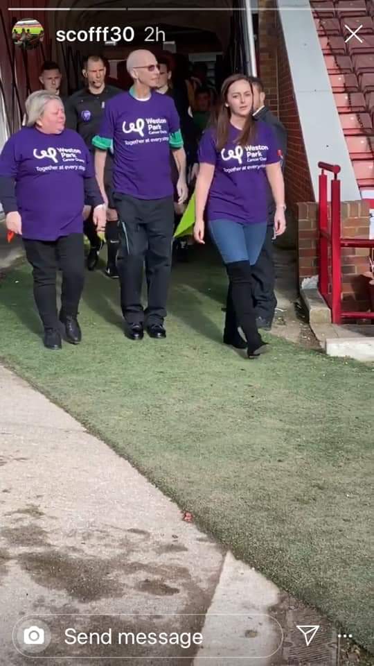 Great experience whilst volunteering at my local football club, great gesture by the club and Weston Park charity for my family and I to lead both teams out.