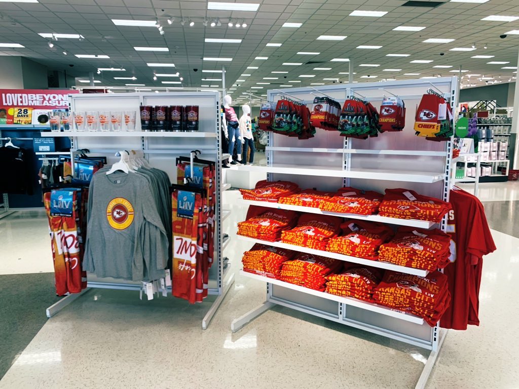 TargetVMAudrey's tweet photo. “I don’t need any more Chiefs gear.” -said NO ONE EVER. Come to 1392 and get your championship gear before it’s all gone! And it is flying off the shelves, friends! @Holly_Target @HRNiccole @tylerinstyle @VM_Lindsay https://t.co/UGz41lStIt