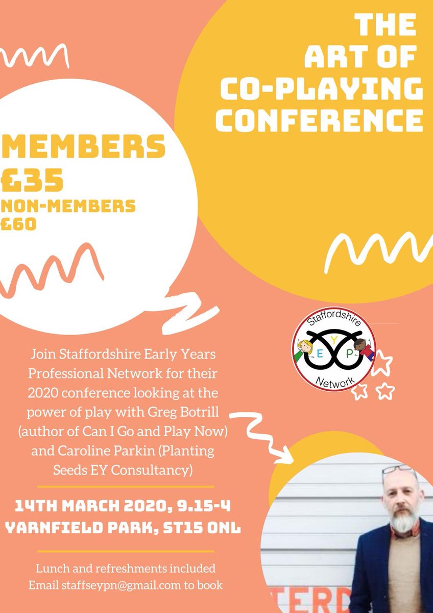 We are booking up fast on our conference 14th March with Greg Botrill and Caroline Parkin. Book your place ASAP as this is going to be fantastic #earlyyearstalking #EYFS #play #childhood
