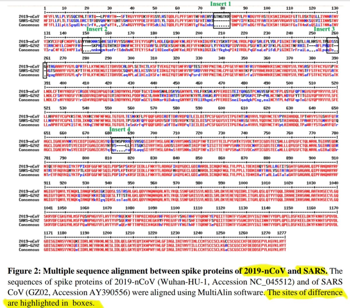 15. Some more hard evidence.Entire paper here  https://files.catbox.moe/n36xny.pdf Some relevant portions below. As you can see, there is high homology between SARS & 2019-nCoV. Furthermore, only 4 HIV sequences--perfectly & precisely placed--are present. #Wuhan  #Coronavirustruth