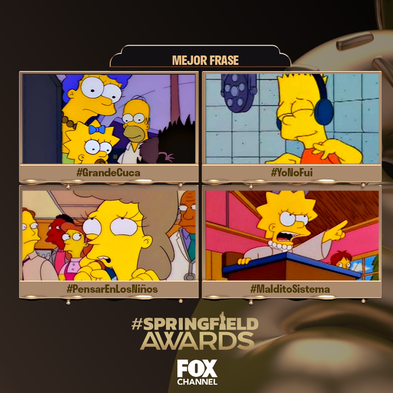 STARChannelLA's tweet photo. ¿Cuál usas más? ¡A continuación premiamos a la Mejor Frase! ¡Vota y corona a tus favoritos en la cima de #SpringfieldAwards! 🏆 🍩 🍻 #LosSimpsonEnFOX

#GRANDECUCA
#YONOFUI
#PENSARENLOSNIÑOS
#MALDITOSISTEMA https://t.co/PyJfL2xff2