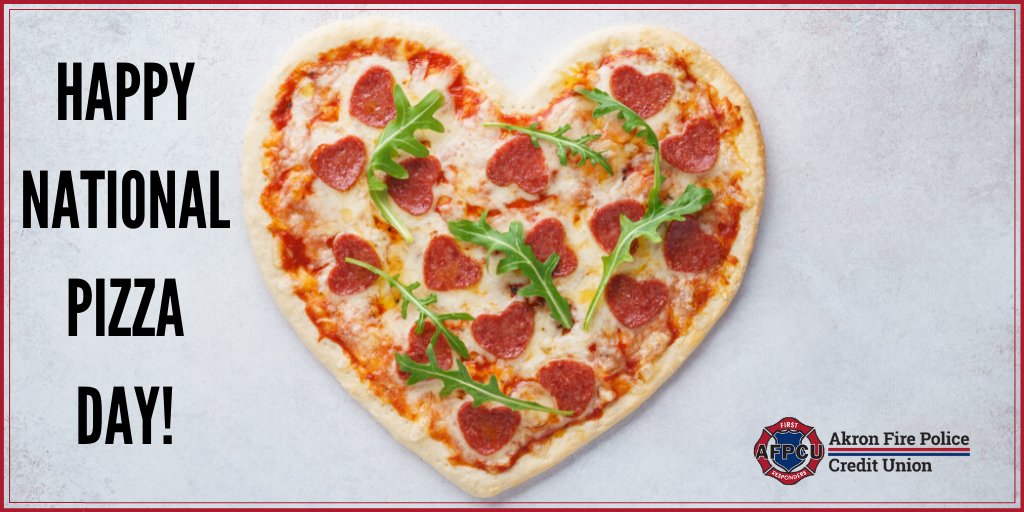 AkronFirePolice's tweet photo. Happy #NationalPizzaDay! 🍕 Grab a #SliceOfPizza and celebrate the day with us! What is your favorite kind of #Pizza? Let us know in the #Comments below! 👇
#AFPCU #AkronFirePoliceCU #CreditUnion #AkronOhio #614Living #Cincinnati #Cleveland #OhioPolice #Firefighter #Paramedics https://t.co/DyWUfK9ki7