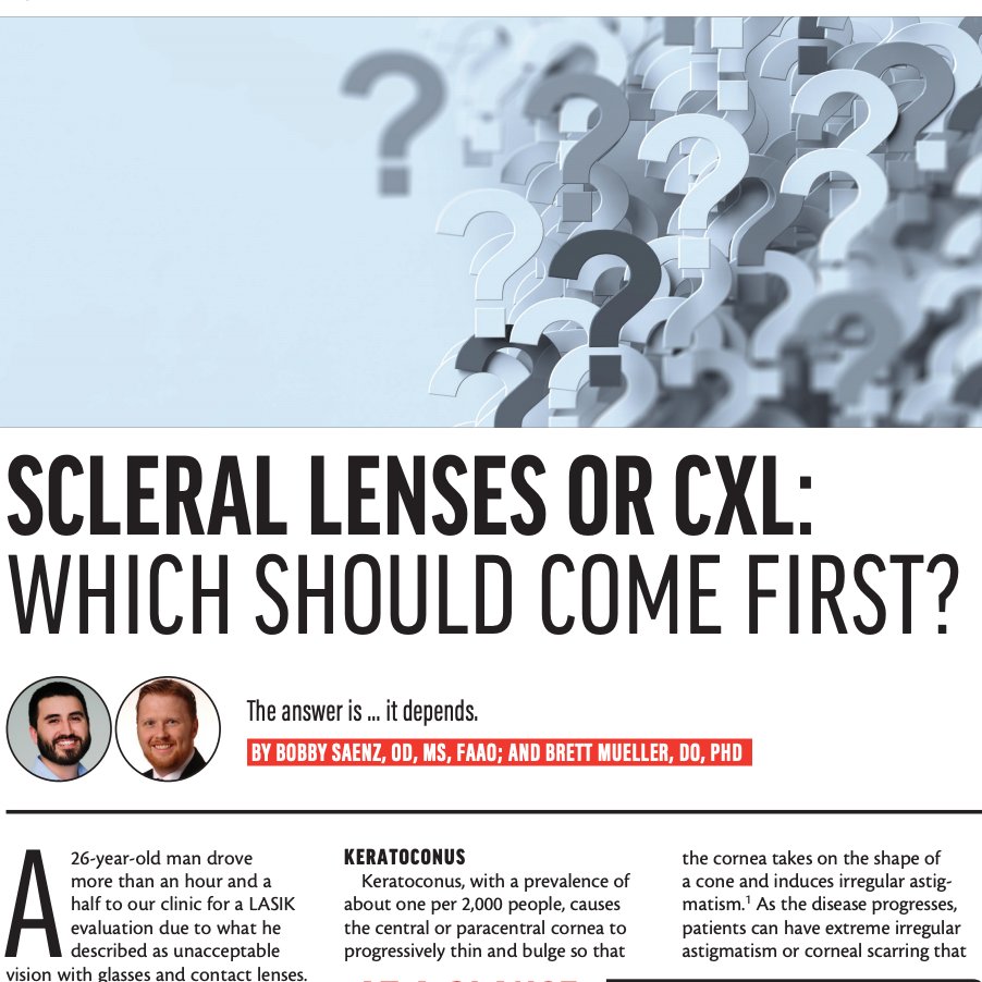Check out Bobby Saenz and Brett Mueller’s article on keratoconus in our Jan/Feb issue. hubs.ly/H0mWfsQ0
.
.
.
.
@bobbysaenz <a href="/JSchweitzerOD/">Justin Schweitzer</a> @HelpMyDryEyes #optometry #optometrists #eyedoctor #eyes #keratoconus #scleralCLs #cornealcrosslinking #specailtyCLs #contactlens