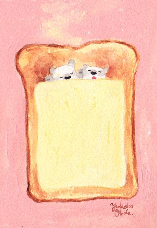 food no humans pink background signature toast food focus artist name  illustration images