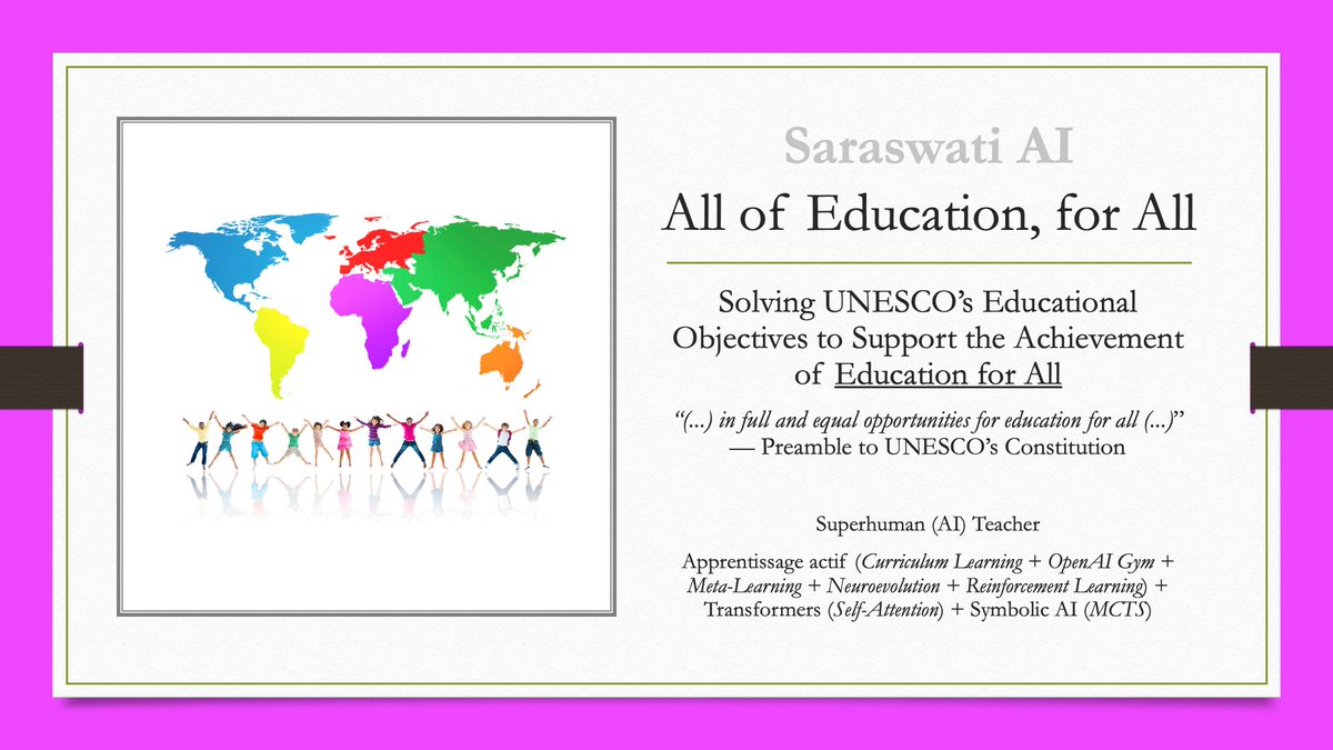 Montreal_AI's tweet image. Saraswati AI

Superhuman (AI) Teacher: All of Education, for All

Significance: Solving UNESCO’s Educational Objectives to Support the Achievement of Education for All.

Beneficiaries: 100 million people.

Website: intelligence.tv

#HumanitarianAI #AI4All #AI4Humanity