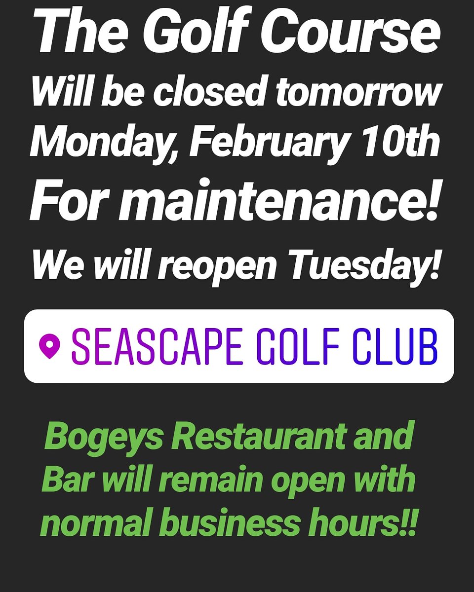 These winds were crazy! Closing the course tomorrow for maintenance and clean up. Restaurant and bar will remain open!