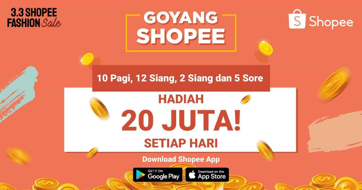 Main Goyang Shopee setiap hari jam 10 Pagi, 12 Siang, 2 Siang dan 5 Sore untuk menangkan total 20 Juta setiap harinya! games.shopee.co.id/universal-link…
