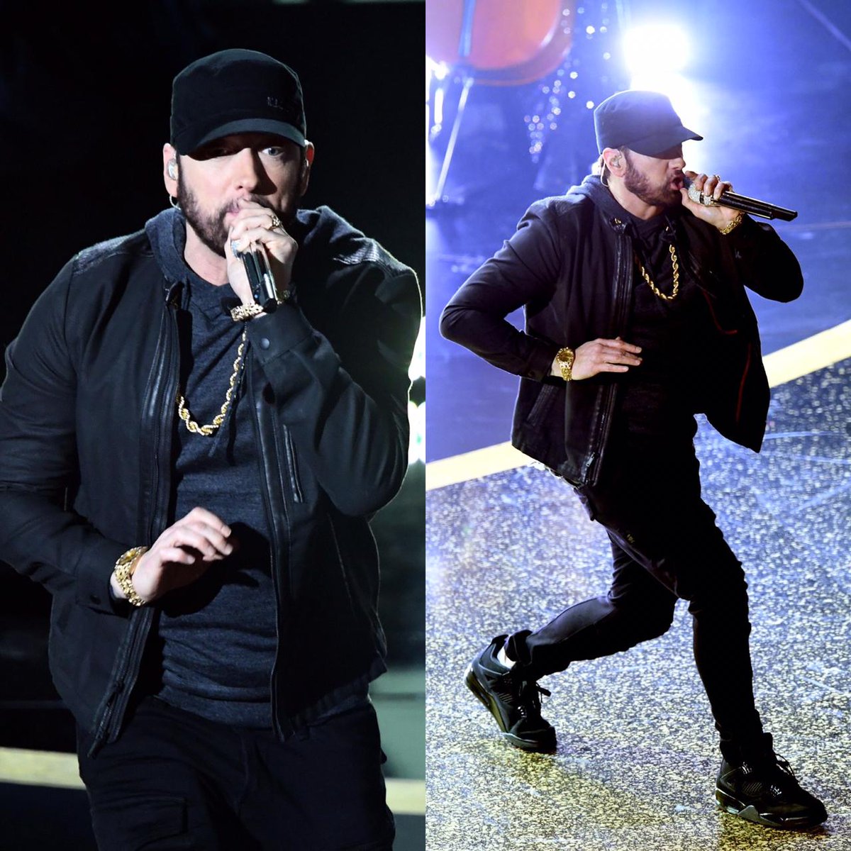 HugoGloss's tweet photo. DO NADA, Eminem surgiu no #Oscars para cantar "Lose Yourself", seu sucesso do longa "8 Mile - Rua das ilusões". Em 2003, com esta canção, o astro foi o primeiro rapper a levar um Oscar, mas acabou não comparecendo à premiaçã... https://t.co/CTb4nXurcg(Fotos: Getty/Reprodução/ABC) https://t.co/icqXx7QAOw