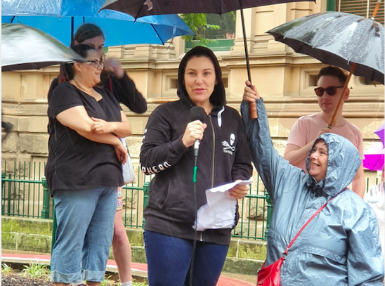 Despite the rain on Saturday, NSWCCL Committee member, Lydia Shelly (pictured), spoke at Sydney's No right to discriminate: Religious Discrimination Bill protest rally. CCL position: The Government must withdraw the bill and begin a more cohesive process. nswccl.org.au/second_exposur…