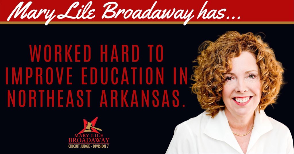 MaryforJudge's tweet photo. Why should you vote Mary Lile Broadaway for Division 7 Circuit Judge on March 3rd? Mary has worked hard to improve education in Northeast Arkansas to create a brighter future. VOTE for a better tomorrow, VOTE #MaryforJudge on March 3rd! https://t.co/4caghmfKkM