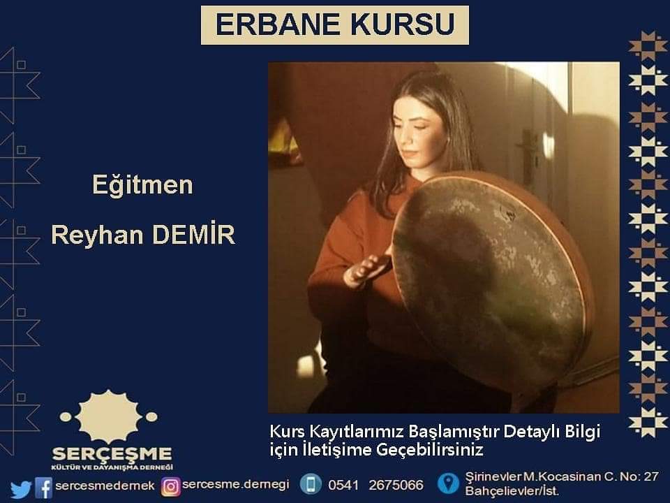 Erbane Kurs Kayıtlarımız başlamıştır.
İlk Ders 8 Mart Pazar Saat 17:00 
Detaylı bilgi ve kayıt için;
Tel; 0538 629 24 15