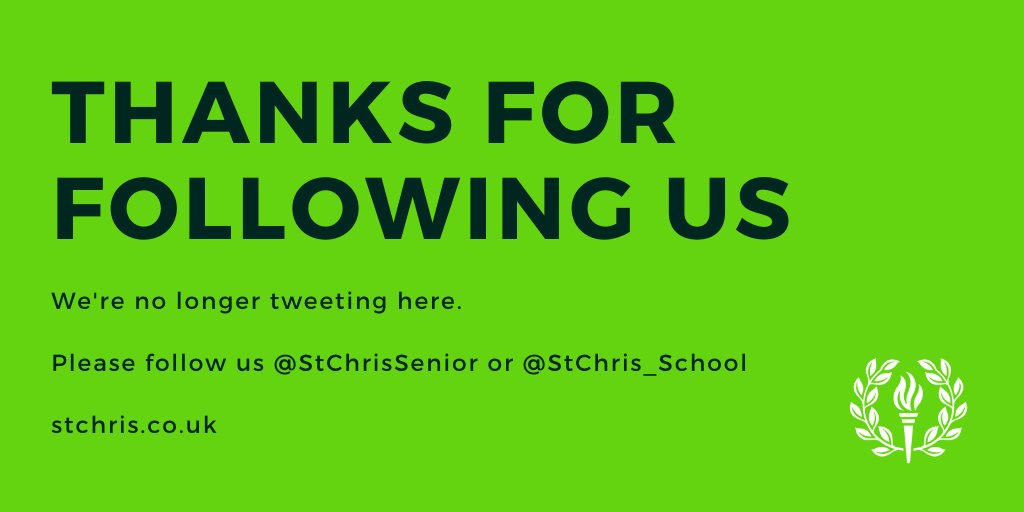 We’re no longer posting updates from this account – please follow us @StChris_School, <a href="/StChrisSenior/">St Chris Senior School</a>, <a href="/StChrisVIForm/">St Chris Sixth Form</a> or <a href="/StChrisBoarding/">St Chris Boarding</a> to keep up to date with all things St Chris. Thank you for following us! #mystchris
