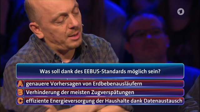 EEBUS_ORG's tweet photo. #eebus in der @ARDde: Bei "Wer weiß denn sowas?!" muss  Hoëcker nicht lang überlegen... Der Link zur Sendung (ab Min. 34) https://t.co/IZoF6QEg09 https://t.co/IBwHGfJa1W