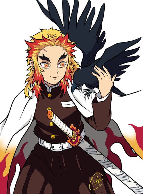 NKTC95さんがTwitterに投稿した煉獄杏寿郎(鬼滅の刃)のイラスト。