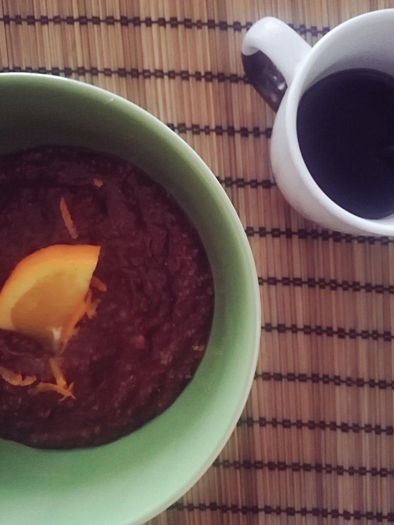orange-chocolate porridge.. tastes like pudding 