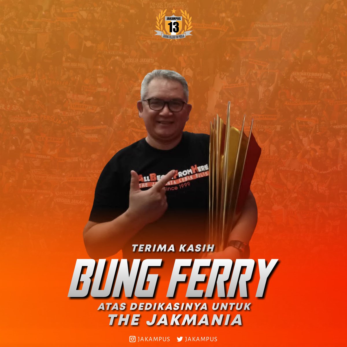 Terimakasih Ir. Tauhid Indrasjafri (Bung Ferry) JM02 atas dedikasinya untuk The Jakmania 🙏🏻

#Jakampus
#JakampusPersija
#WeAreFamily