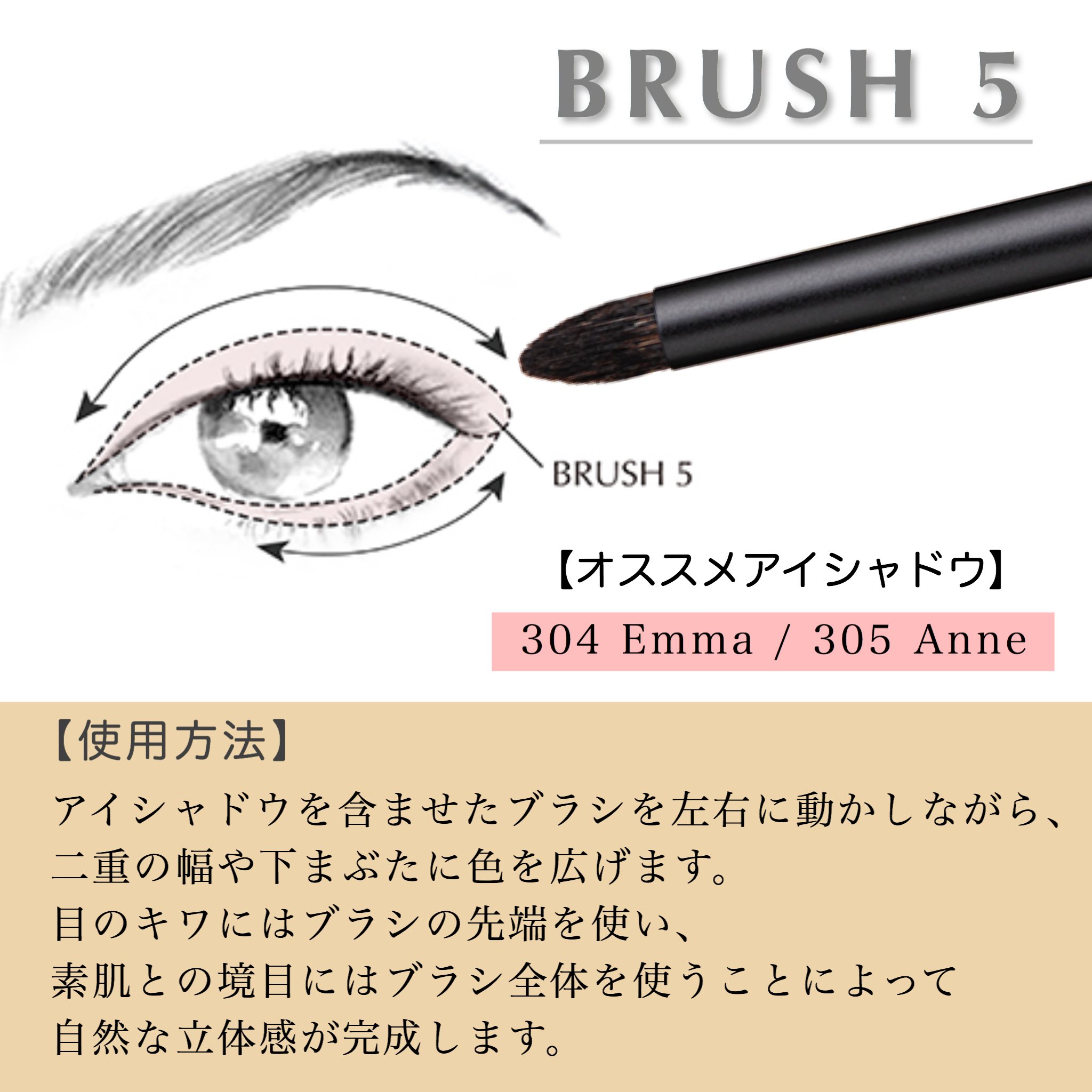 Blanche Etoile Shop アイメイクの表現力を高めるパウダーアイシャドウブラシ 4種類の異なるブラシ は形によってブラシの毛質も変えており より使いやすいアイシャドウブラシとなっております ブラシに合わせておすすめのアイシャドウや