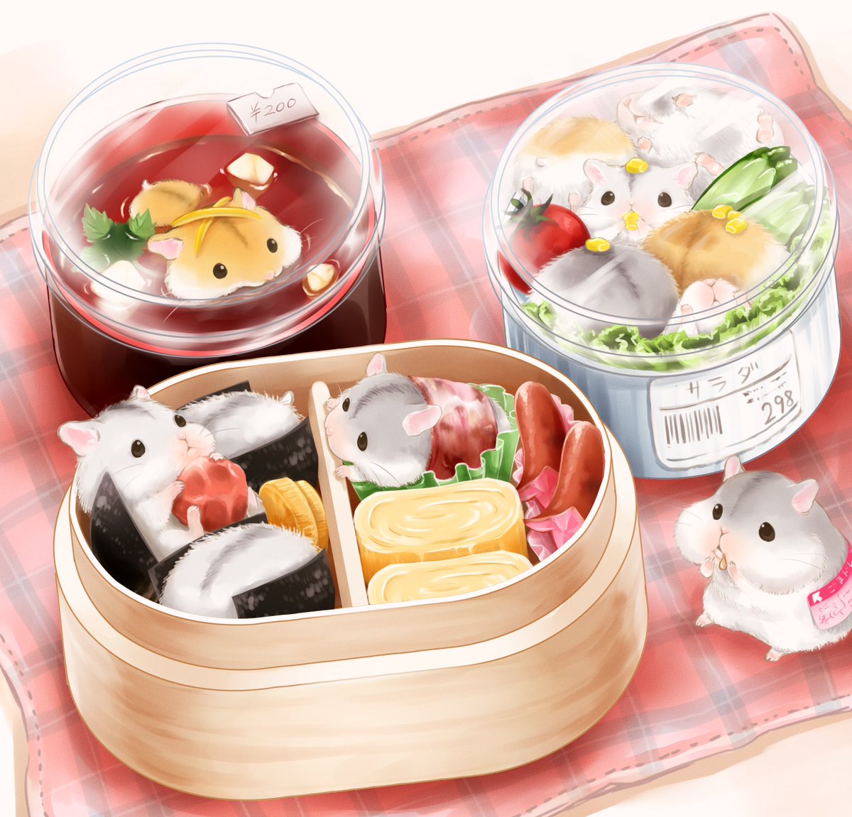 Gotte Hamsterpainter かわいい おいしそう ꈍᴗꈍ ハムも食べ物の表現も圧巻です