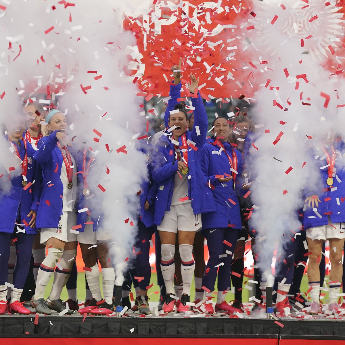 USWNT's tweet photo. See ya soon, #BestFansInTheWorld!

Leaving you with these quality reactions to the fog machines 🤣 https://t.co/GsC1xKu8C0