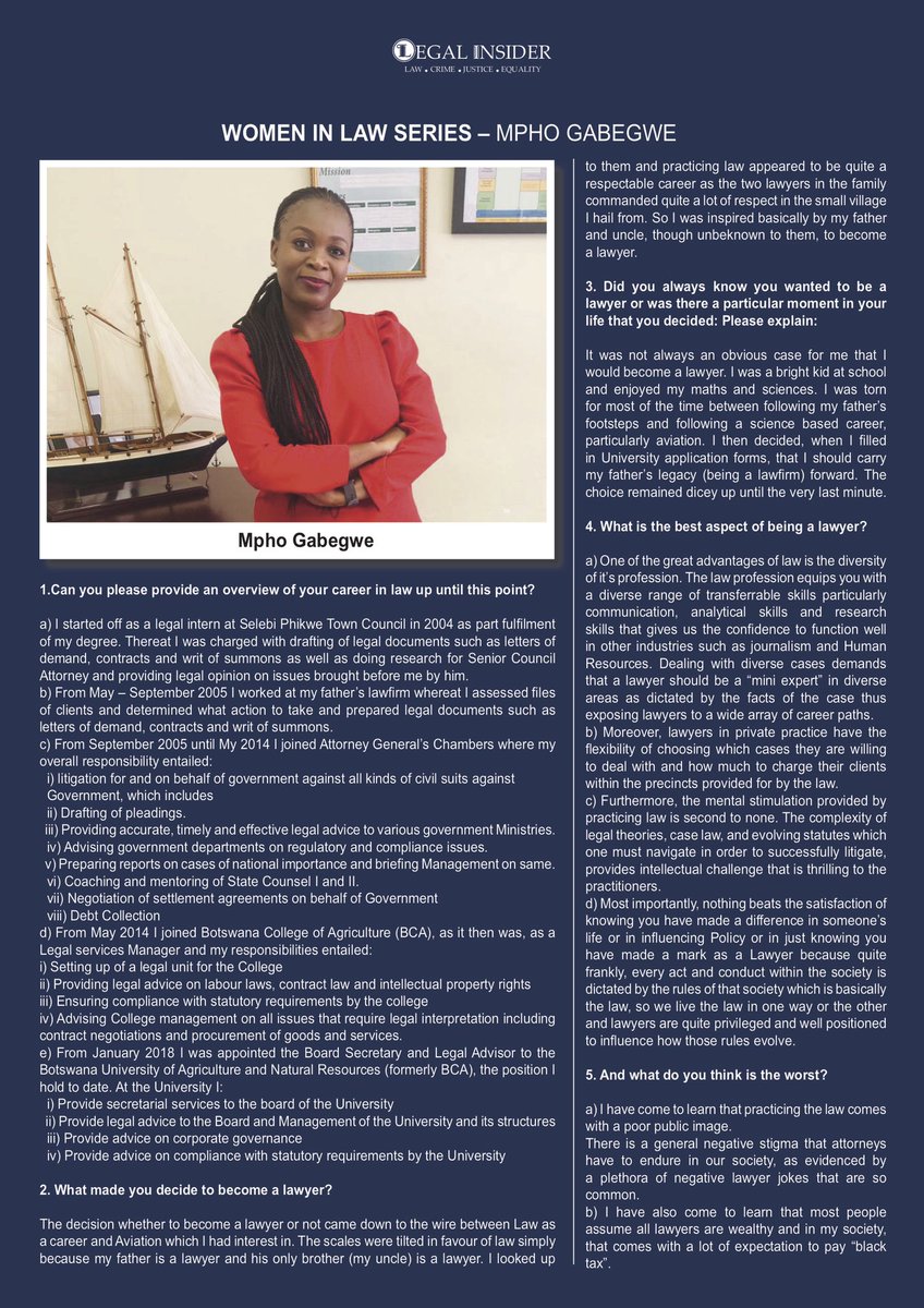 LegalInsider16's tweet photo. WOMEN IN LAW

#Lawyers #WomeninLaw #Attorney #Lawyer #Justice #LawSuit #LawStudents #Botswana #SouthAfrica #Australia #UK #US #Zimbabwe #Litigation #HighCourt #SupremeCourt #Solicitor #Legal #Barrister #Lawdegree #Attorneyatlaw  #Law #Career #Government #FemaleLawyer #Students https://t.co/2pbSMXfi6F