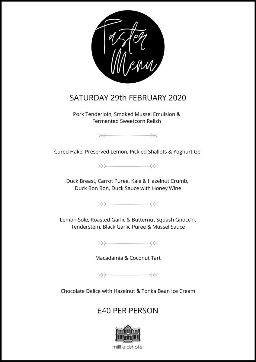 Save the date in your diary, The last Saturday of every month you can sample our Tasting Menu. 6 Courses of expertly cooked food by our Head Chef, Jack Phillips and his team.
