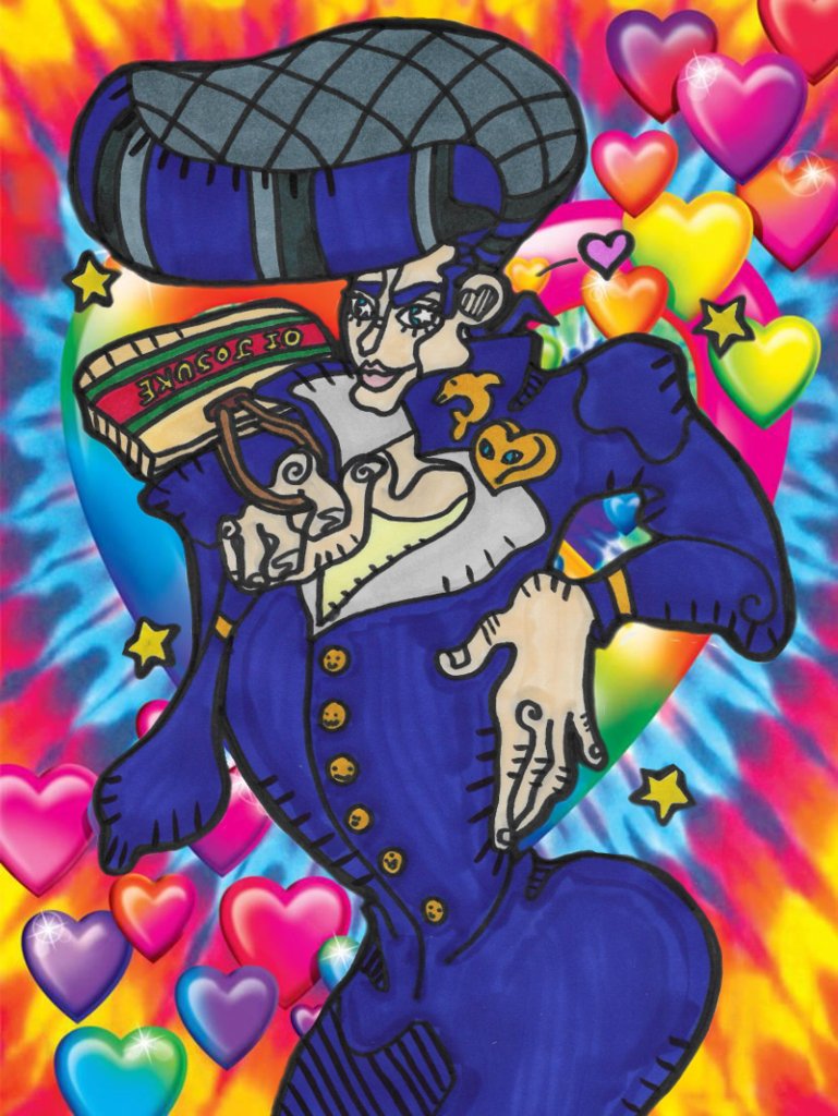 JJBA_irl on X: Drawing Jojo Characters in Oingo Boingo Style Every Day  until Stone Ocean Anime is Announced (Day 15) (Hermit Purple and Joseph  Joestar)   / X